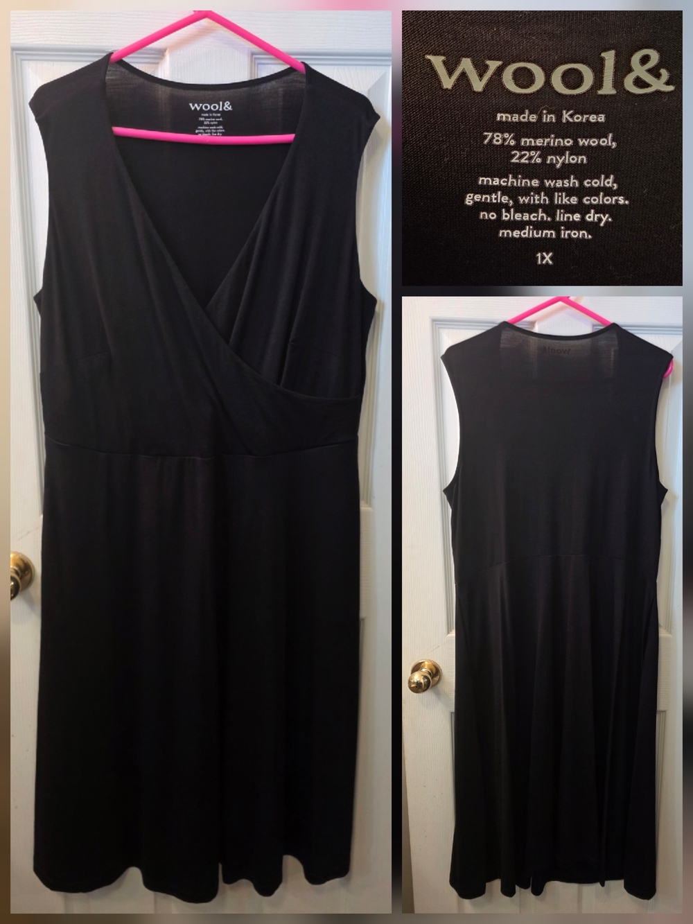 1X Wool& Black Isabelle Sleeveless V-Neck Wrap Dress - Picture 3 of 4